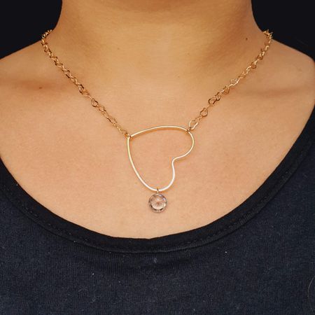 Colar Folheado a Ouro 18K Coração - Chérie Bijoux