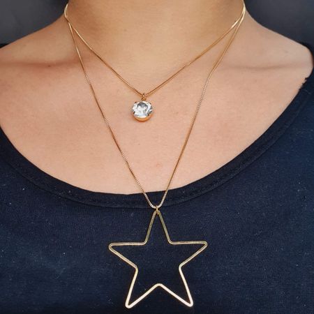 Colar Duplo Folheado a Ouro 18K Estrela - Chérie Bijoux