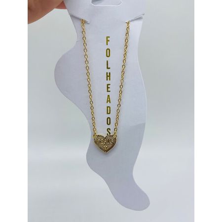 Tornozeleira Folheada a Ouro 18K Coração Com Jesus... - Chérie Bijoux