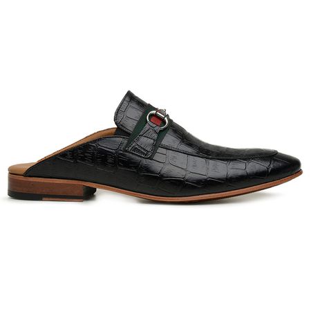 Slipper Mule Horsebit Preto - DI LOMBARDI