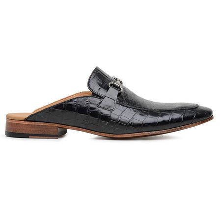 Slipper Mule Horsebit Preto - DI LOMBARDI