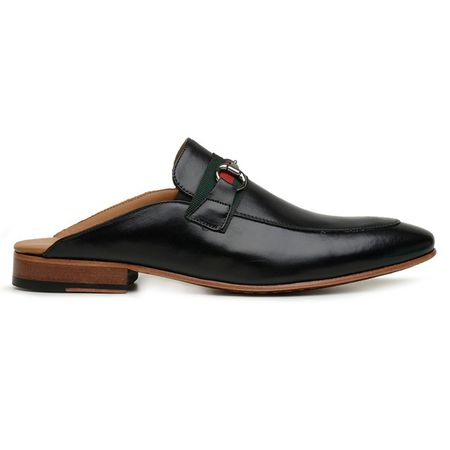 Slipper Mule Horsebit Preto - DI LOMBARDI