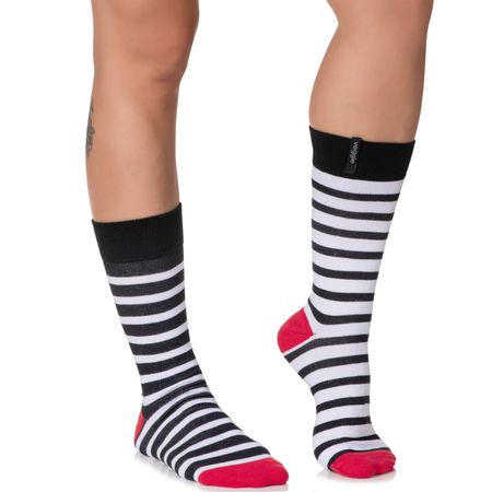 Meia Estilo Veggie Linha Casual Ímpar Preto Branco... - ESTILO VEGGIE SHOES