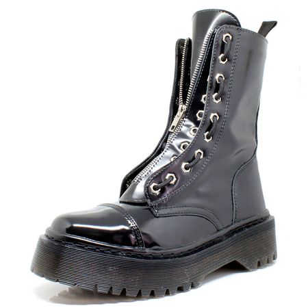 Coturno Tratorado Auren Estilo Veggie Verniz Preto... - ESTILO VEGGIE SHOES