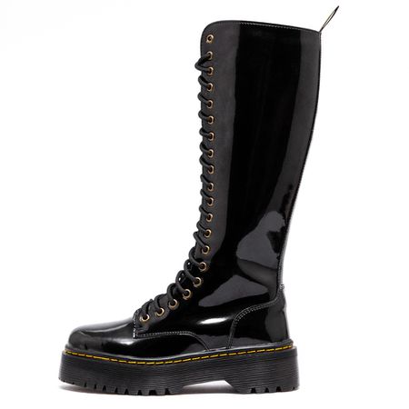 Coturno Estilo Inglês Cano Longo Preto Verniz - 10... - ESTILO VEGGIE SHOES