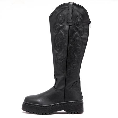 Coturno Cano longo Estilo Veggie Versalhes Preto -... - ESTILO VEGGIE SHOES