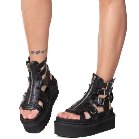 Sandália Plataforma Estilo Veggie Lucrétia Preto -... - ESTILO VEGGIE SHOES