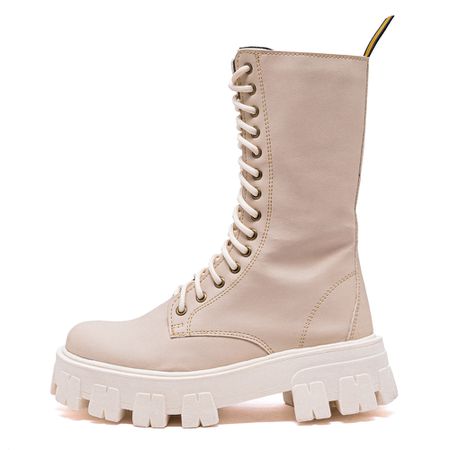 Coturno Tratorado Cano 3/4 Creme - 326 - ESTILO VEGGIE SHOES
