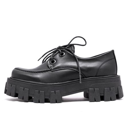 Sapato Oxford Tratorado Estilo Veggie Brenna Preto... - ESTILO VEGGIE SHOES