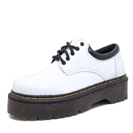 Sapato Colegial Inglês Estilo Veggie Verniz Branco... - ESTILO VEGGIE SHOES