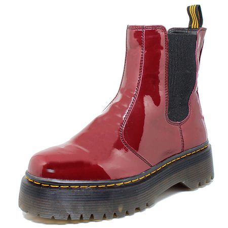 Bota Tratorada Chelsea Estilo Veggie Verniz Vinho ... - ESTILO VEGGIE SHOES