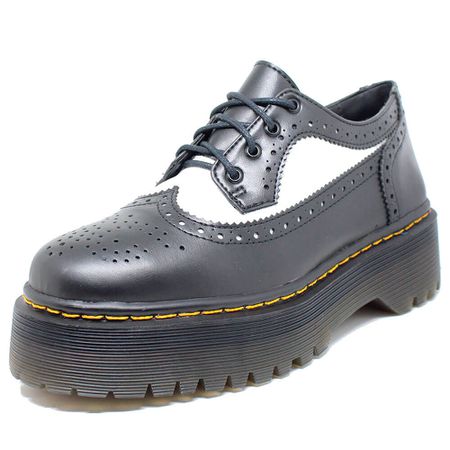 Sapato Oxford Estilo Veggie Greta Preto Branco - 1... - ESTILO VEGGIE SHOES