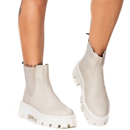 Bota Tratorada Meggie Chelsea Estilo Veggie Creme ... - ESTILO VEGGIE SHOES