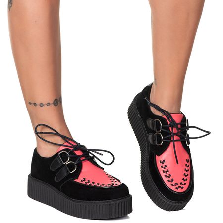 Creeper Estilo Veggie Shoes Acamurçado Preto Goiab... - ESTILO VEGGIE SHOES