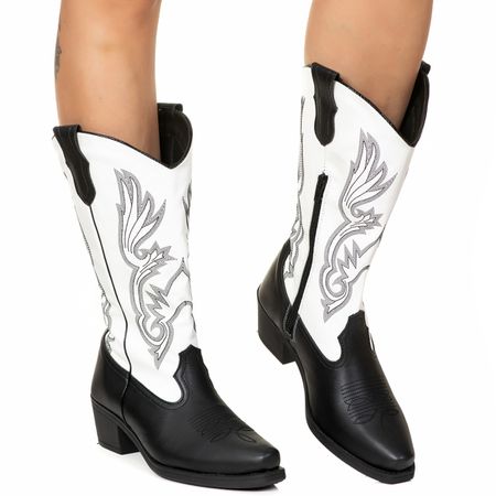 Bota Texana Estilo Veggie Preto e Branco - TEX06 - ESTILO VEGGIE SHOES