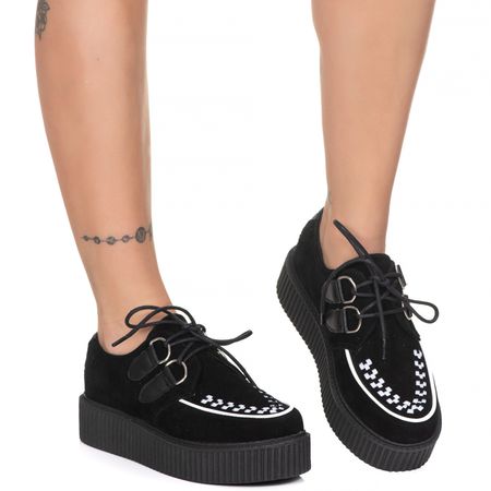 Creeper Acamurçado Preto Branco Estilo Veggie Shoe... - ESTILO VEGGIE SHOES