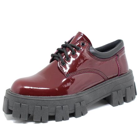 Sapato Colegial Lissie Estilo Veggie Verniz Vinho ... - ESTILO VEGGIE SHOES