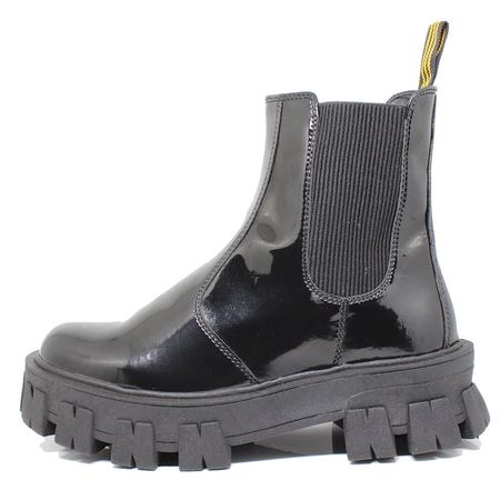 Bota Tratorada Chelsea Meggie Verniz Preto - 393 - ESTILO VEGGIE SHOES