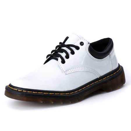 Sapato Colegial Inglês Estilo Veggie Verniz Branco... - ESTILO VEGGIE SHOES