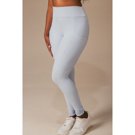 Calça Canelada Fitness Feminina Anamadu Azul Bebê - FBrazil Store