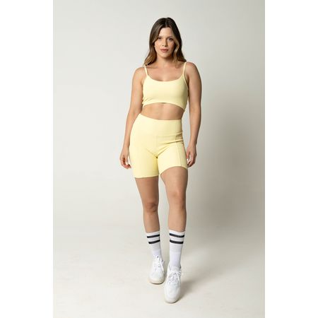 Short Fitness Feminino Canelado Amarelo - FBrazil Store