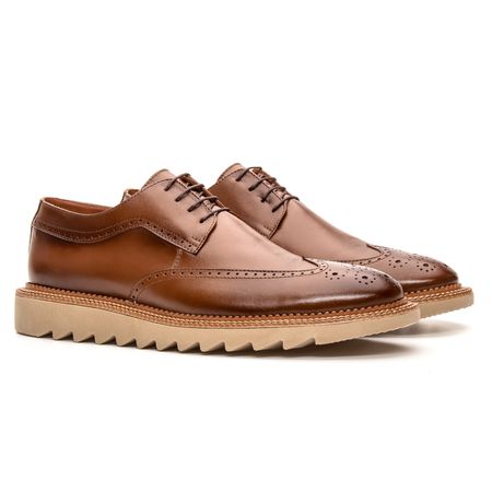 SAPATO CASUAL DERBY BROGUE PALERMO WHISKY - Grife Couro