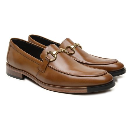 SAPATO SOCIAL LOAFER FRANKFURT WHISKY - Grife Couro