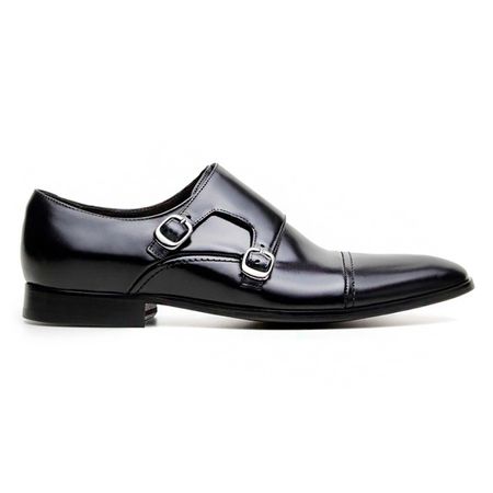 SAPATO SOCIAL MONK STRAP OSLO PRETO - Grife Couro