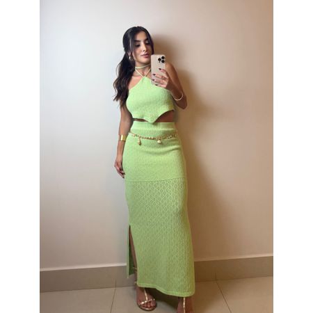CONJUNTO MAIA VERDE MENTA SAIA COM FORRO