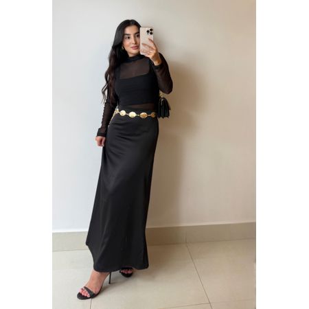 SAIA MIDI ACETINADA PRETA