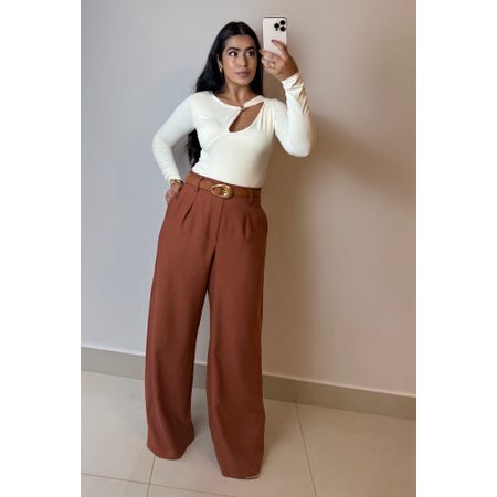 CALÇA WIDE LEG MARROM