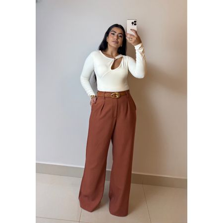 CALÇA WIDE LEG MARROM