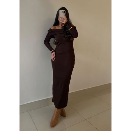 VESTIDO CANELADO HELENA CAFÉ
