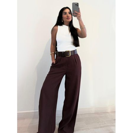 CALÇA WIDE LEG MARROM