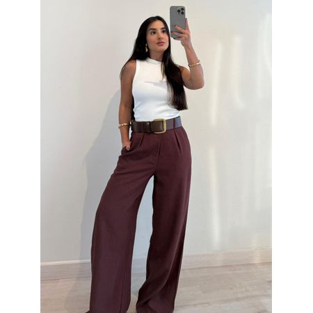 CALÇA WIDE LEG MARROM