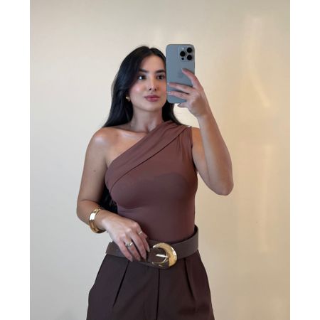 BODY NULA MANGA MARROM