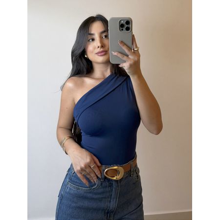 BODY NULA MANGA AZUL MARINHO
