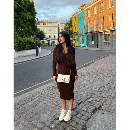 VESTIDO TRICOT MODAL MARROM