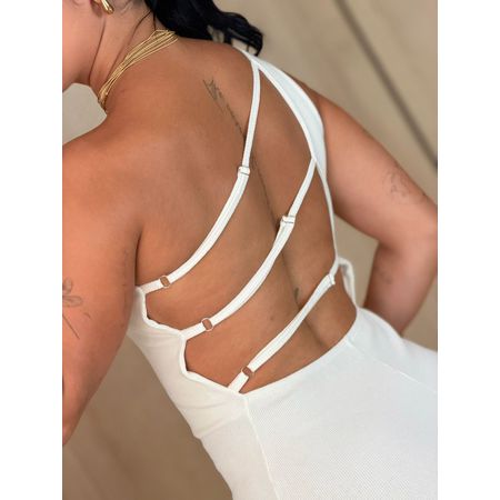 VESTIDO MIDI CANELADO ROMANA OFF WHITE