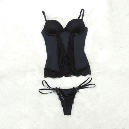 *Espartilho Micro Renda (CF509). - Preto