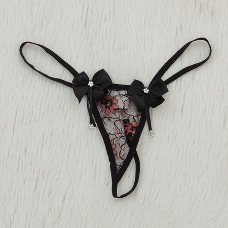 *Calcinha Bicolor Com Pingente Variados (CF605) - Preto c/ Vermelho