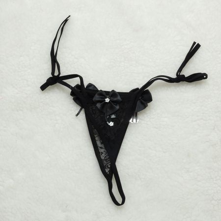 *Calcinha em Renda Com Alça de Amarrar (CF623) - Preto