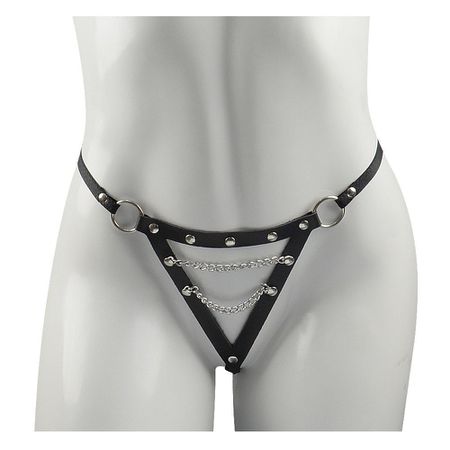 *Calcinha Dominadora Com Corrente Diagonal Dominatrixxx (DX1404) - Preto