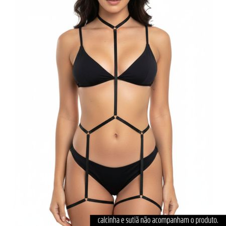 Harness Corporal Com Cinta Liga (LS5121) - Preta