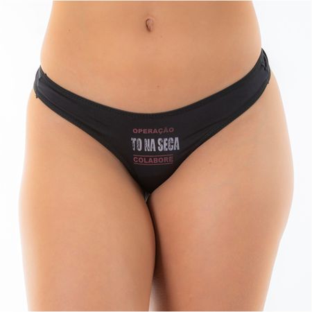 Calcinha Frase (PS6083) - Preto