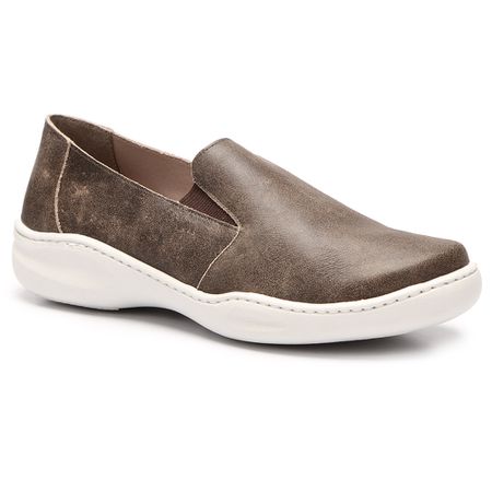 Tênis Feminino Slip On Joy Couro Cor Café - EU000... - J.Gean