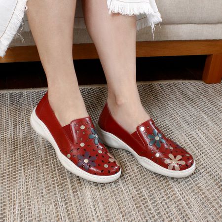Tênis Feminino Joy em Couro Legítimo Cherry - EU0... - J.Gean