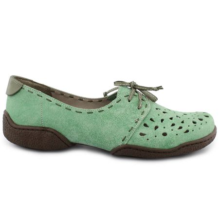 Sapatilha feminina J.Gean Vitore em couro cor Herb... - J.Gean