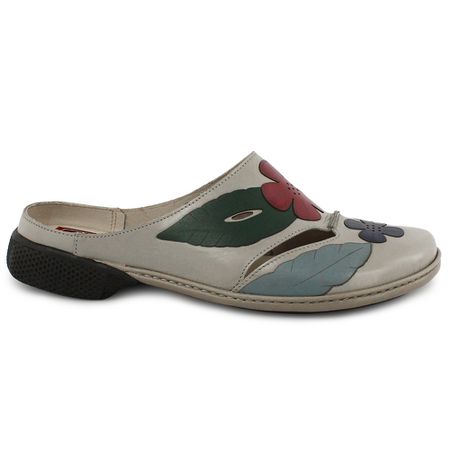 Mule Sapatilha Feminina retrô em Couro Cor Gray Ex... - J.Gean