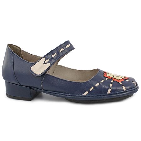 Sapato Salto Baixo Em Couro Navy J.gean - FD0013/0 - J.Gean